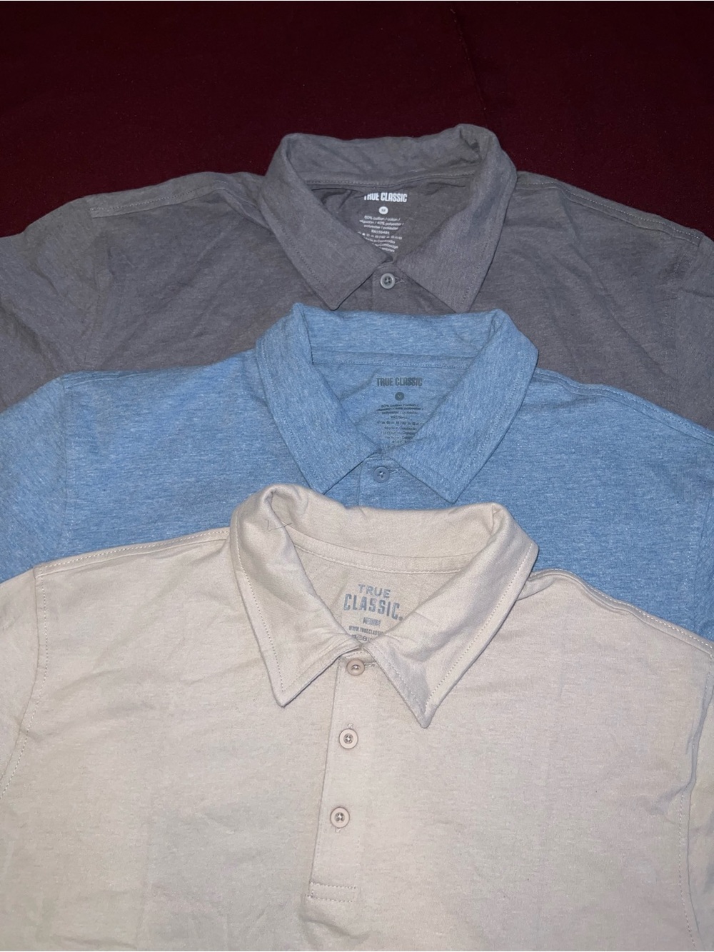 True Classic Men's Polo Shirt - Beige, Blue, Gray